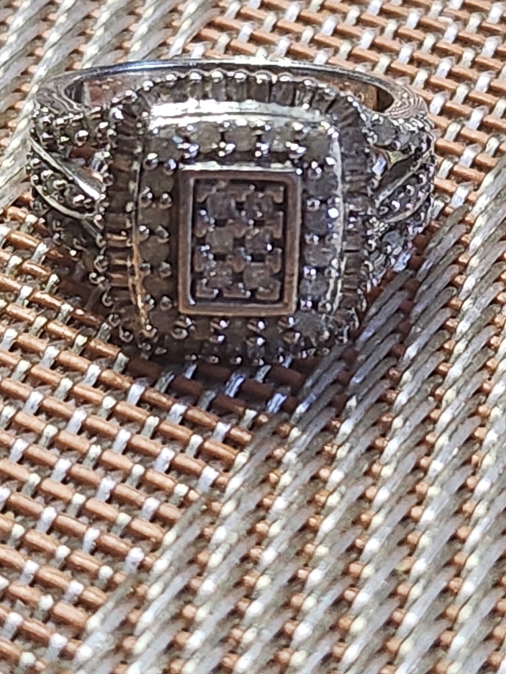 Sterling Silver Pavé Square Cluster Ring in Silver